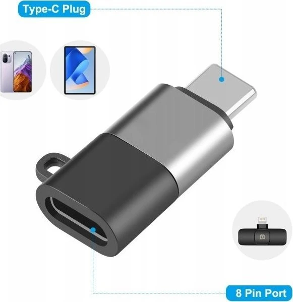 Adapteris USB Puluz Pu657b USB-C - Lightning Sidabrinė (SB9098)