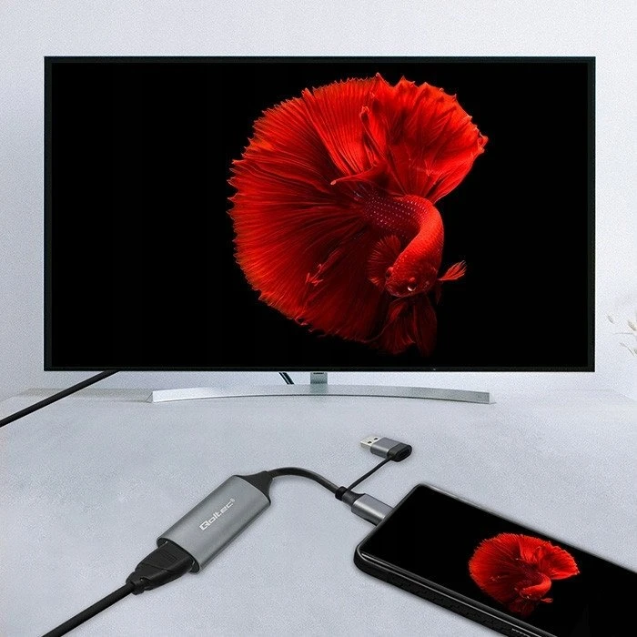 Qoltec vaizdo įrašymo plokštė USB-C USB-A HDMI 4K 30Hz aliuminis