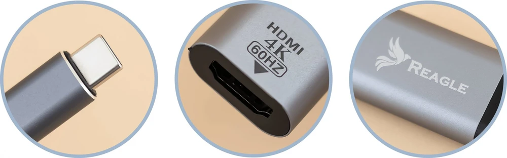 Adapteris USB Reagle USB-C - HDMI Pilkas