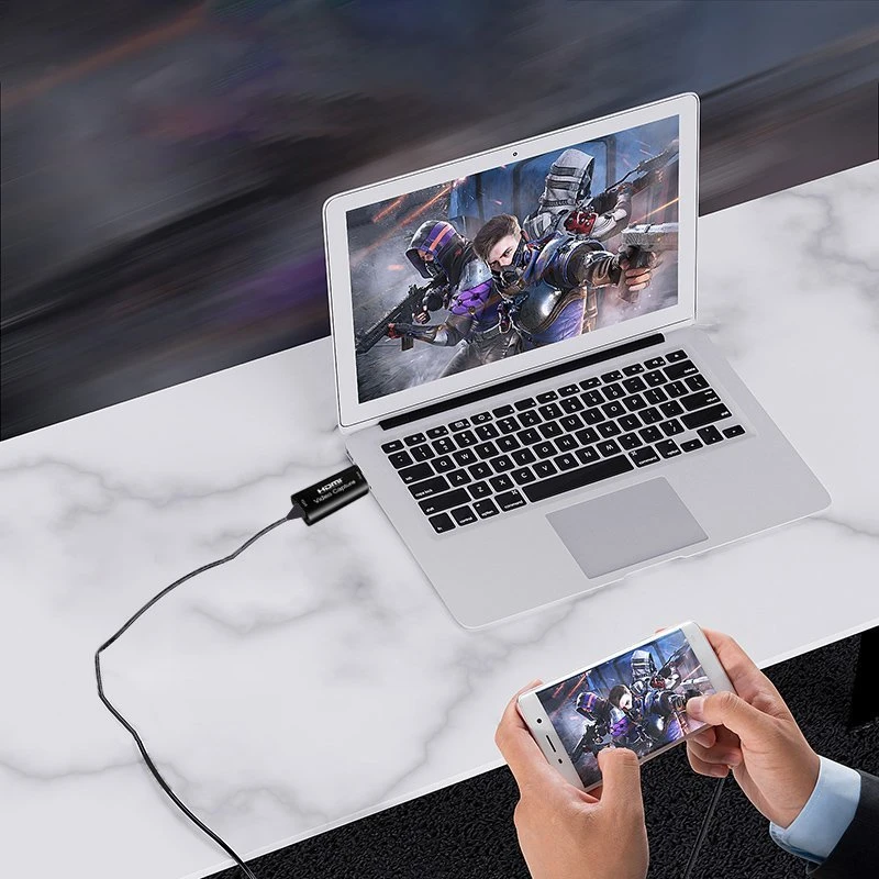 Karta Vaizdo įrašymo plokštės griebtuvas, HDMI - USB org, vaizdo įrašas iki 4K juodos spalvos