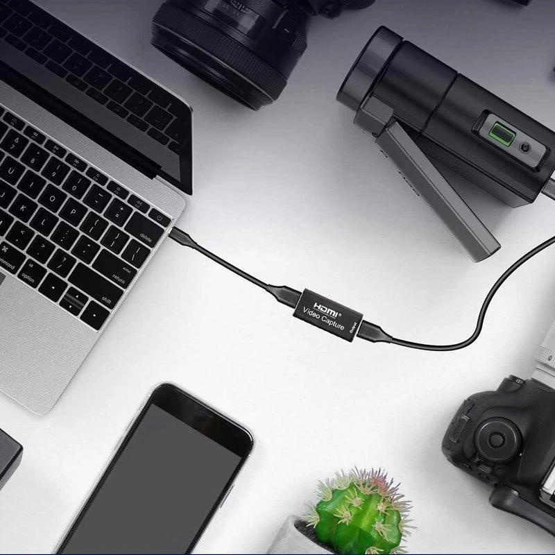 Karta Vaizdo įrašymo plokštės griebtuvas, HDMI - USB org, vaizdo įrašas iki 4K juodos spalvos