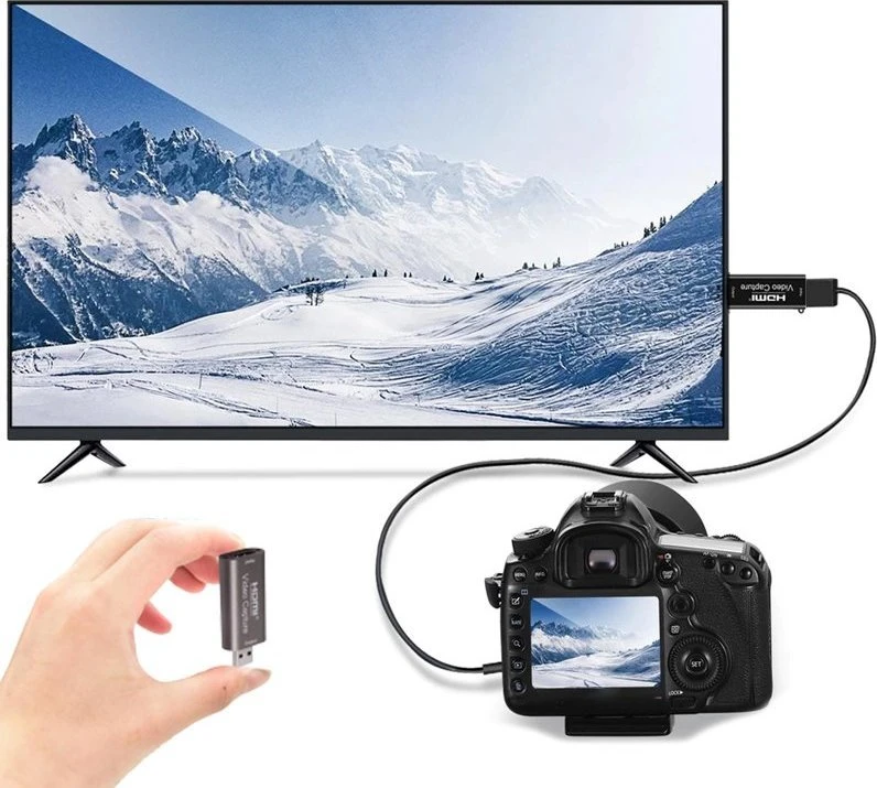 Karta Vaizdo įrašymo plokštės griebtuvas, HDMI - USB org, vaizdo įrašas iki 4K juodos spalvos