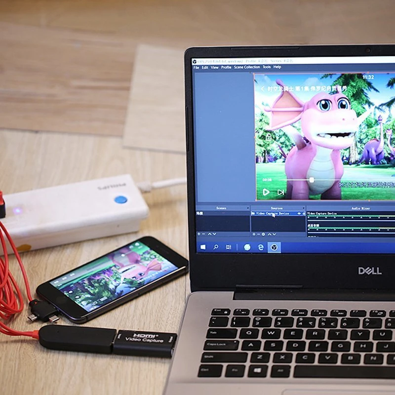 Karta Vaizdo įrašymo plokštės griebtuvas, HDMI - USB org, vaizdo įrašas iki 4K juodos spalvos