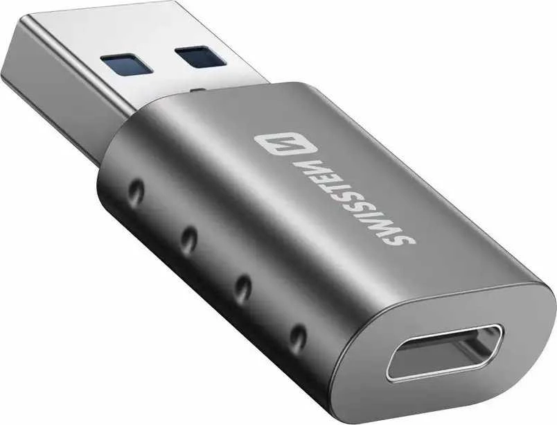 Adapteris USB Swissten 55500200 USB-A - USB-C Sidabrinė (55500200)