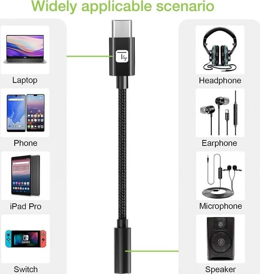 USB adapteris Techly USB-C - 3,5 mm lizdas Juodas (ICOC USBC-DAC24J)