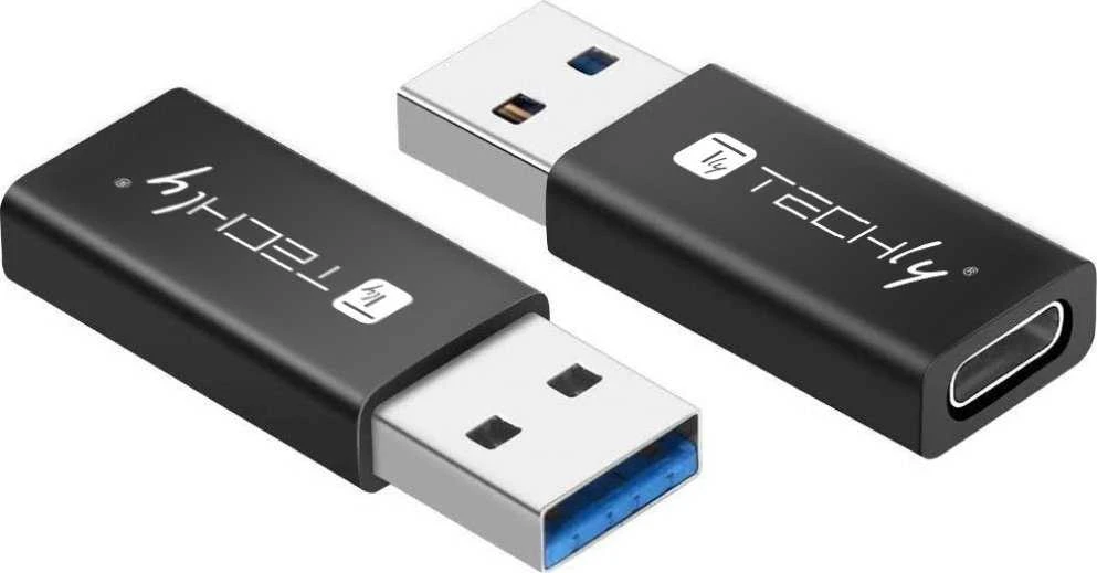 Adapteris USB Techly USB-A - USB-C Juodas (IADAP-USB3-AFT)