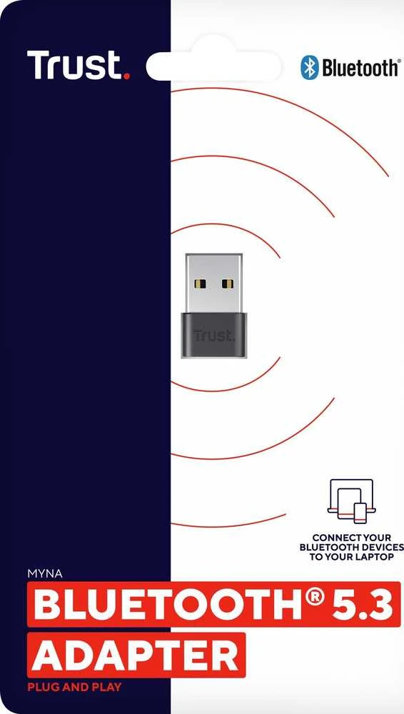 Adapteris TRUST MYNA BT 5.3, USB MALE (vyriška), BLUETOOTH