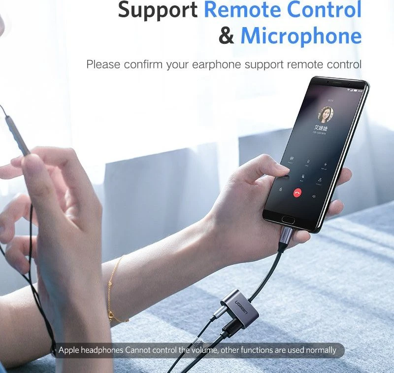 UGREEN Adapteris USB-C kištukas - USB-C ir 3.5mm lizdai pilkas
