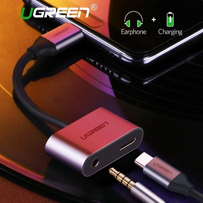 UGREEN Adapteris USB-C kištukas - USB-C ir 3.5mm lizdai pilkas