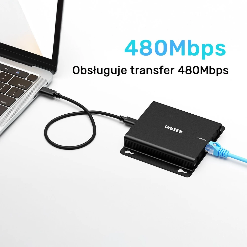 Unitek USB-C į 4× USB-A prailginimo kabelis per Ethernet, atstumas iki 150 m 480 Mbps