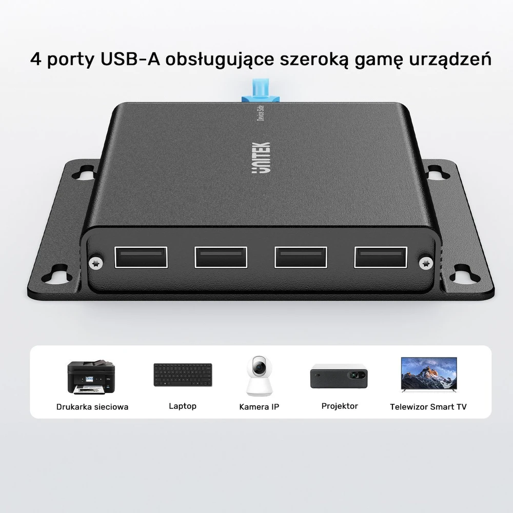 Unitek USB-C į 4× USB-A prailginimo kabelis per Ethernet, atstumas iki 150 m 480 Mbps