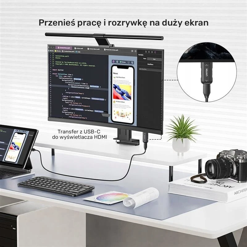 „Unitek“ USB-C adapteris su HDMI jungtimi, 4K ir 60 Hz ryšiu