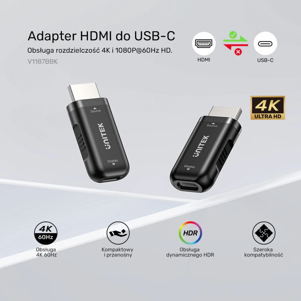 UNITEK HDMI ADAPTERIS - USB-C HDR/HDCP 4K60HZ V/F