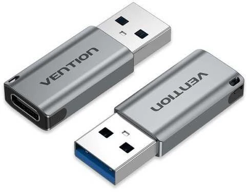 „Vention“ USB 3.0 kišeninis į USB-C kišeninį adapteris, pilko aliuminio lydinio tipo