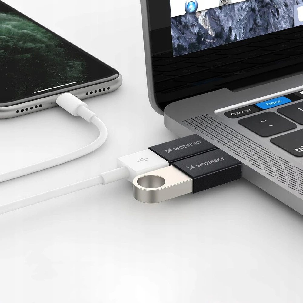 Wozinsky W10GY1S USB-C – USB-A 3.2 10Gb/s Adapteris – juodos spalvos