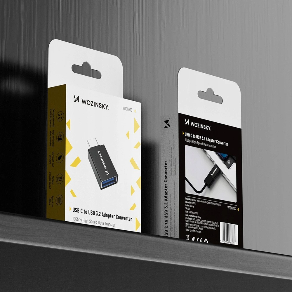 Wozinsky W10GY1S USB-C – USB-A 3.2 10Gb/s Adapteris – juodos spalvos