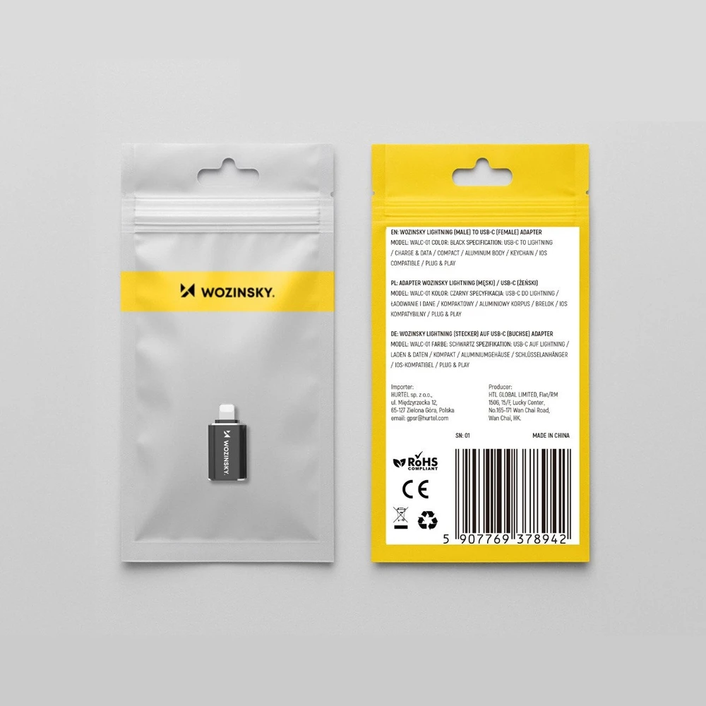 Wozinsky WALC-01 Lightning į USB-C adapteris - Juodas