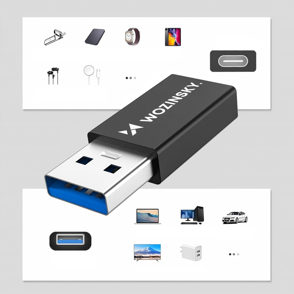 Wozinsky WAAC-01 USB-A - USB-C OTG Adapteris - Juodas