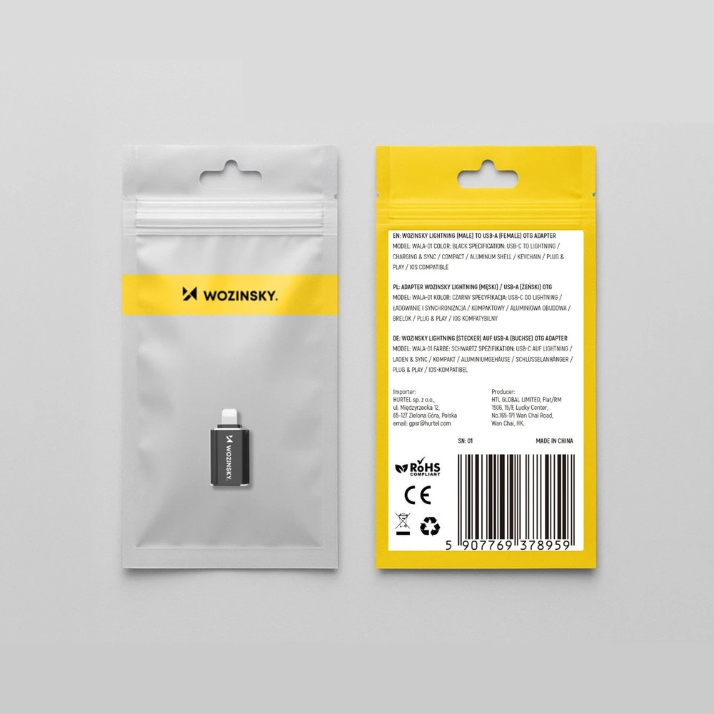 Wozinsky WALA-01 „Lightning“ į USB-A OTG adapteris – juodas