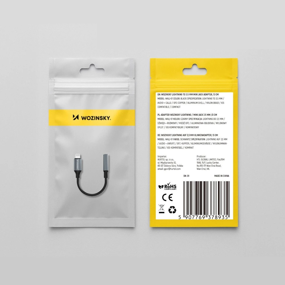 Wozinsky WALJ-01 Lightning adapter - 3.5mm mini jack - juodas