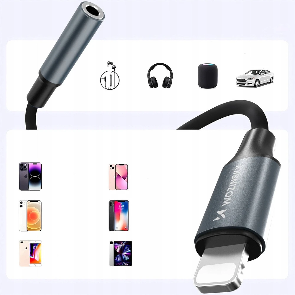 Wozinsky WALJ-01 Lightning adapter - 3.5mm mini jack - juodas