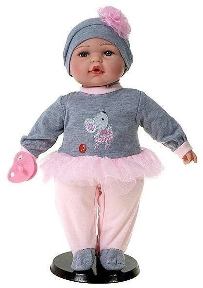 Adar LALKA BOBAS, 40 cm, dźw, śpioch su falbanką, róż