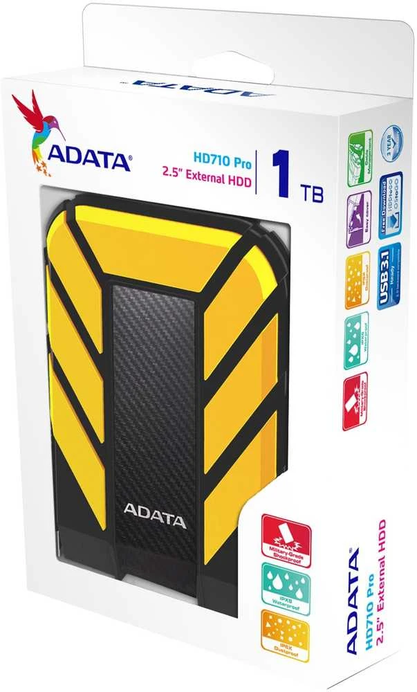 ADATA HD710P 1000 GB, 2,5 colio, USB 3.1 (atgalinis suderinamas su USB 2.0), Geltona