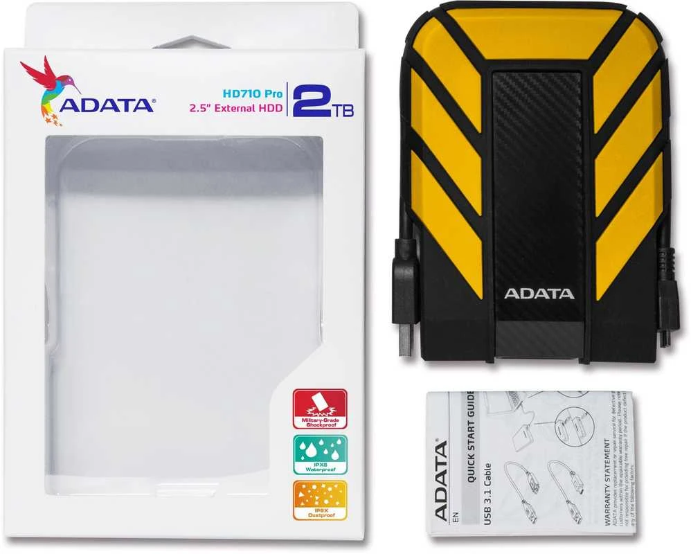 ADATA HD710P 1000 GB, 2,5 colio, USB 3.1 (atgalinis suderinamas su USB 2.0), Geltona