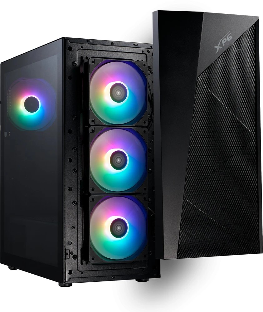 ADATA XPG LANDER 500 korpusas, vidutinio dydžio bokštas, be maitinimo bloko, 4x 120 mm ARGB ventiliatoriai, juodas