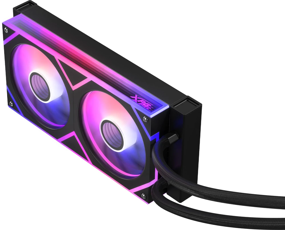 XPG Levante II 240 skysto aušinimo sistema su LED ventiliatoriais