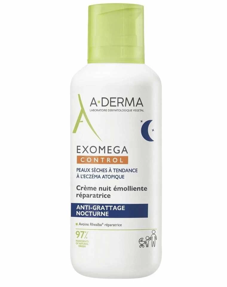 A-Derma Exomega Control minkštinamasis naktinis kremas veidui, 400 ml