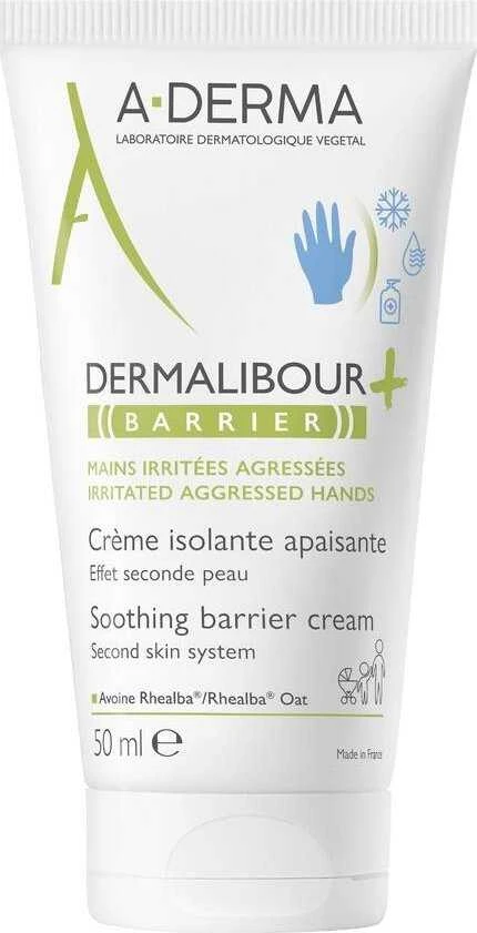 A-DERMA Dermalibour+ Barrier Soothing Barrier Kreminis raminantis veido ir kūno kremas, 50 ml