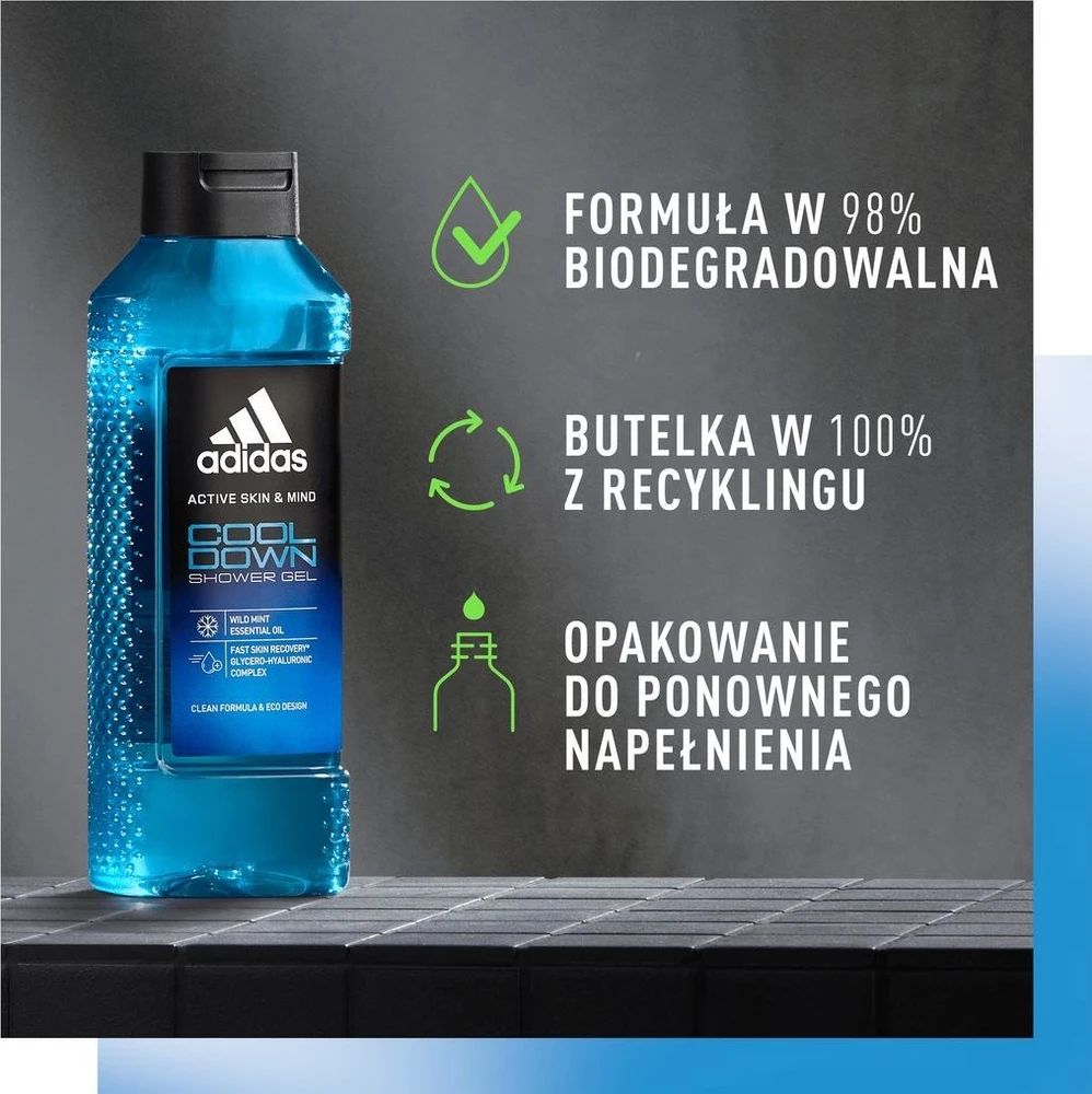 Adidas Cool Down Dušo želė vyrams, 400 ml