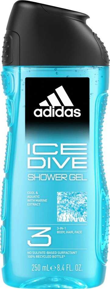 Adidas Ice Dive Dušo želė 3-In-1 Dušo želė vyrams, 250 ml