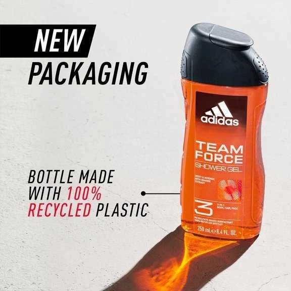 Adidas Team Force Dušo želė 3-In-1 Dušo želė vyrams, 400 ml