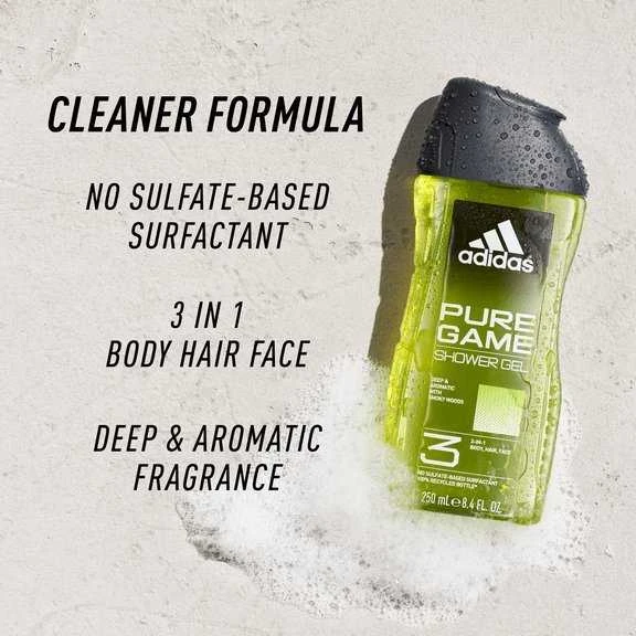 Adidas Pure Game Dušo želė 3-In-1 Dušo želė vyrams, 400 ml