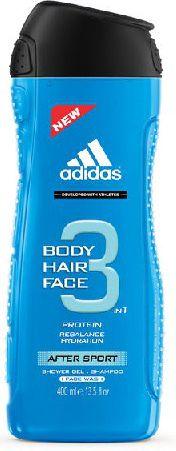 "Adidas After Sport" kūno plaukų veido 3 in 1 dušo želė 400ml