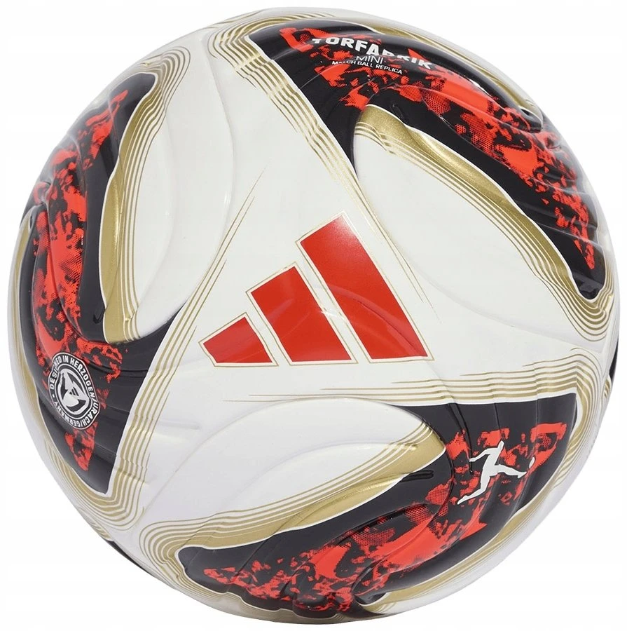 Futbolo kamuolys adidas Bundesliga 26/27 Torfabrik Mini baltas-oranžinis-auksinis KG6039
