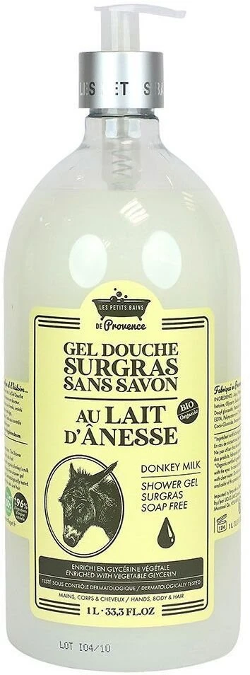 Les Petites Bains de Provence Donkey Milk Dušo želė For Body Face & Hair For Sensitive Skin, 1000 ml