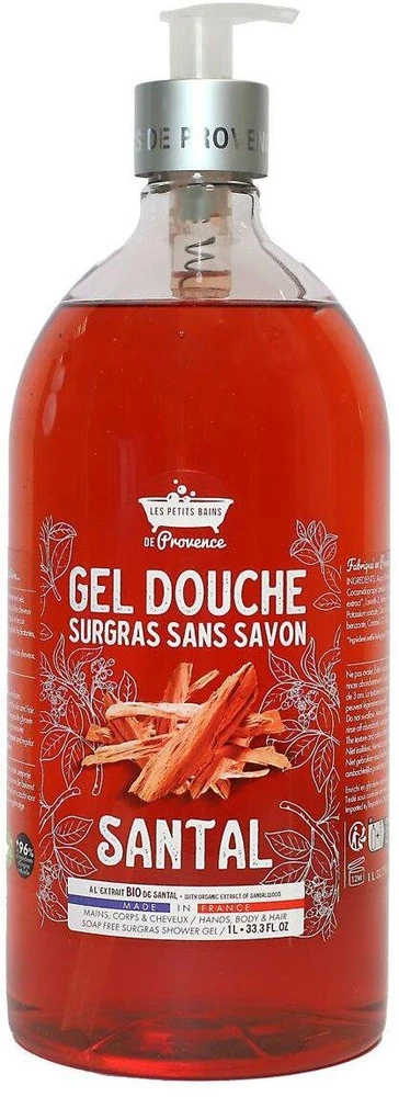 Les Petites Bains de Provence Santal Dušo želė For Body Face & Hair For Sensitive Skin, 1000 ml