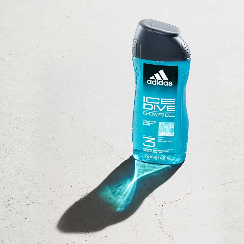 Adidas Ice Dive Dušo želė 3-In-1 Dušo želė vyrams, 250 ml