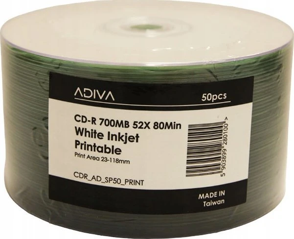 Adiva CD-R 700 MB 52x 50 vnt. (ADIVACDRPRINTSP50)