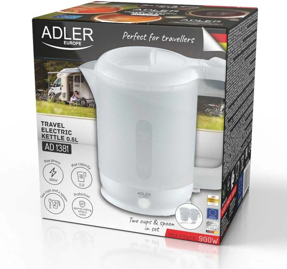 Adler AD 1381 Kelioninis elektrinis virdulys, 0,5 l