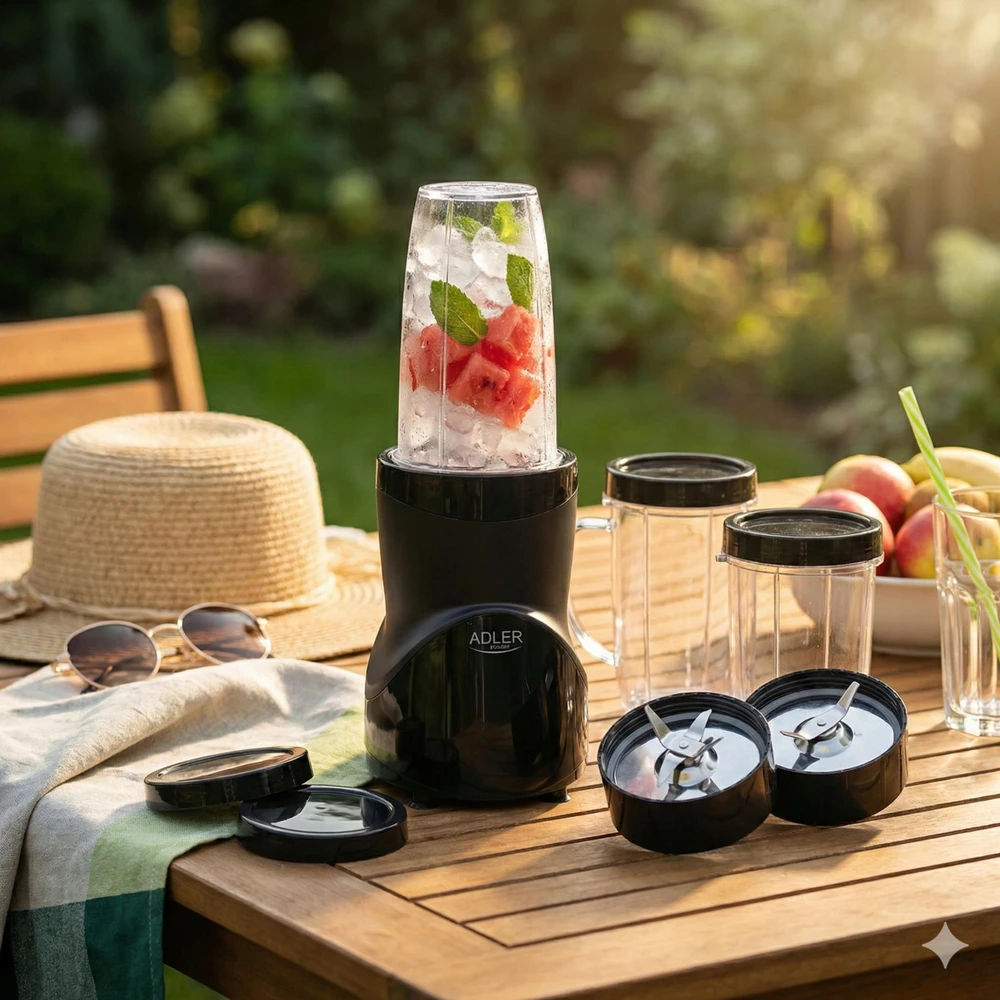 Smoothie maišytuvas kokteiliams 1200W 4 buteliai vandens buteliai be BPA 10in1 Adler AD 4084b