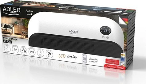 Adler LED oro užuolaidų šildytuvas | AD 7751 | Oro uždanga | 2000 W | Baltas
