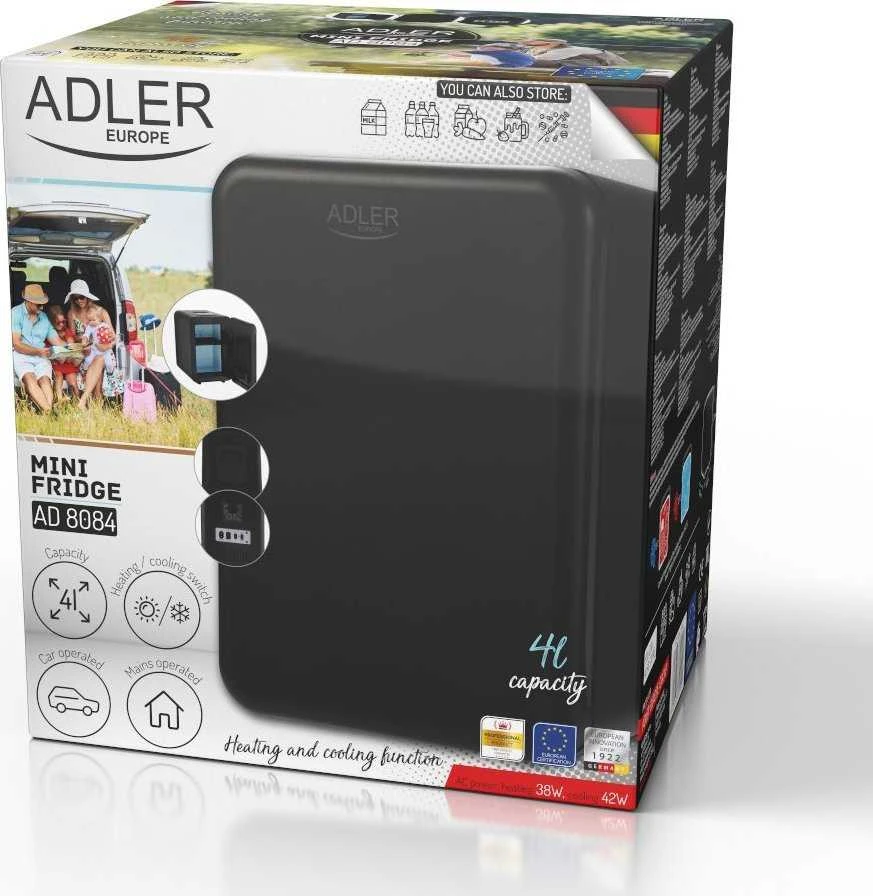 Mini šaldytuvas Adler AD 8084, 27 aukščio, 4 l, juodas