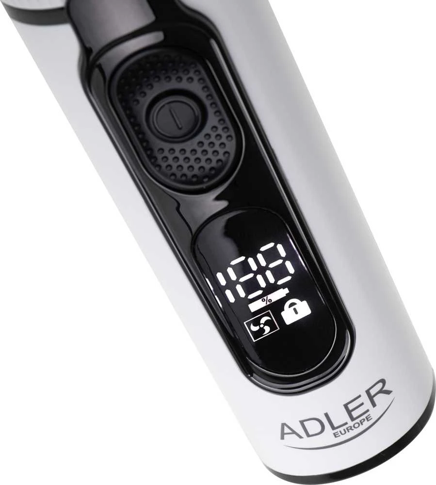 Adler | Plaukų kirpimo mašinėlė su LCD Ekranas | 2839 m. AD | Belaidis | Ilgio žingsnių skaičius 6 | Baltas/Juodas