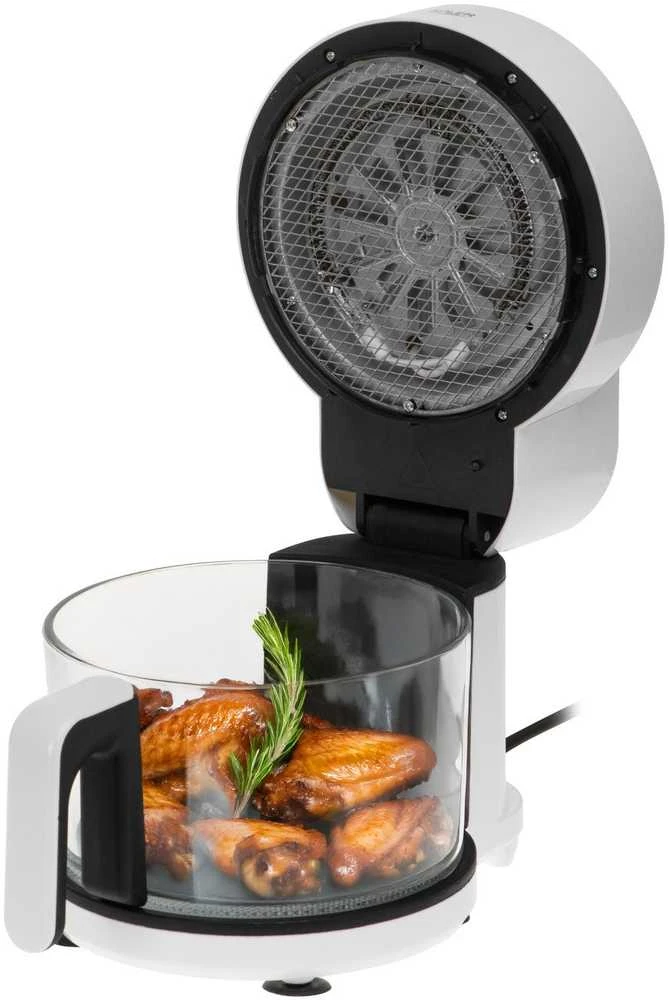 Gruzdintuvė Adler Air Fryer Orkaitė su stikliniu dubeniu | AD 6316 | Galia 1200 W | Talpa 3 L | Konvekcija | Baltas/Juodas