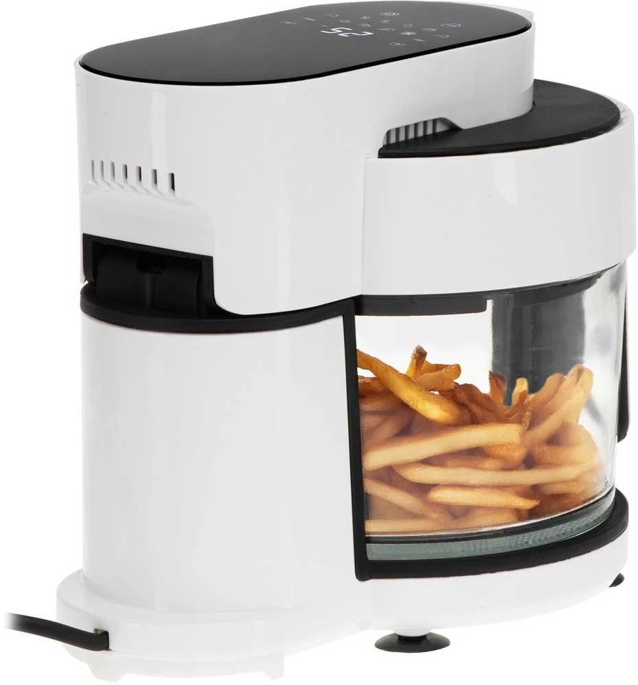 Gruzdintuvė Adler Air Fryer Orkaitė su stikliniu dubeniu | AD 6316 | Galia 1200 W | Talpa 3 L | Konvekcija | Baltas/Juodas