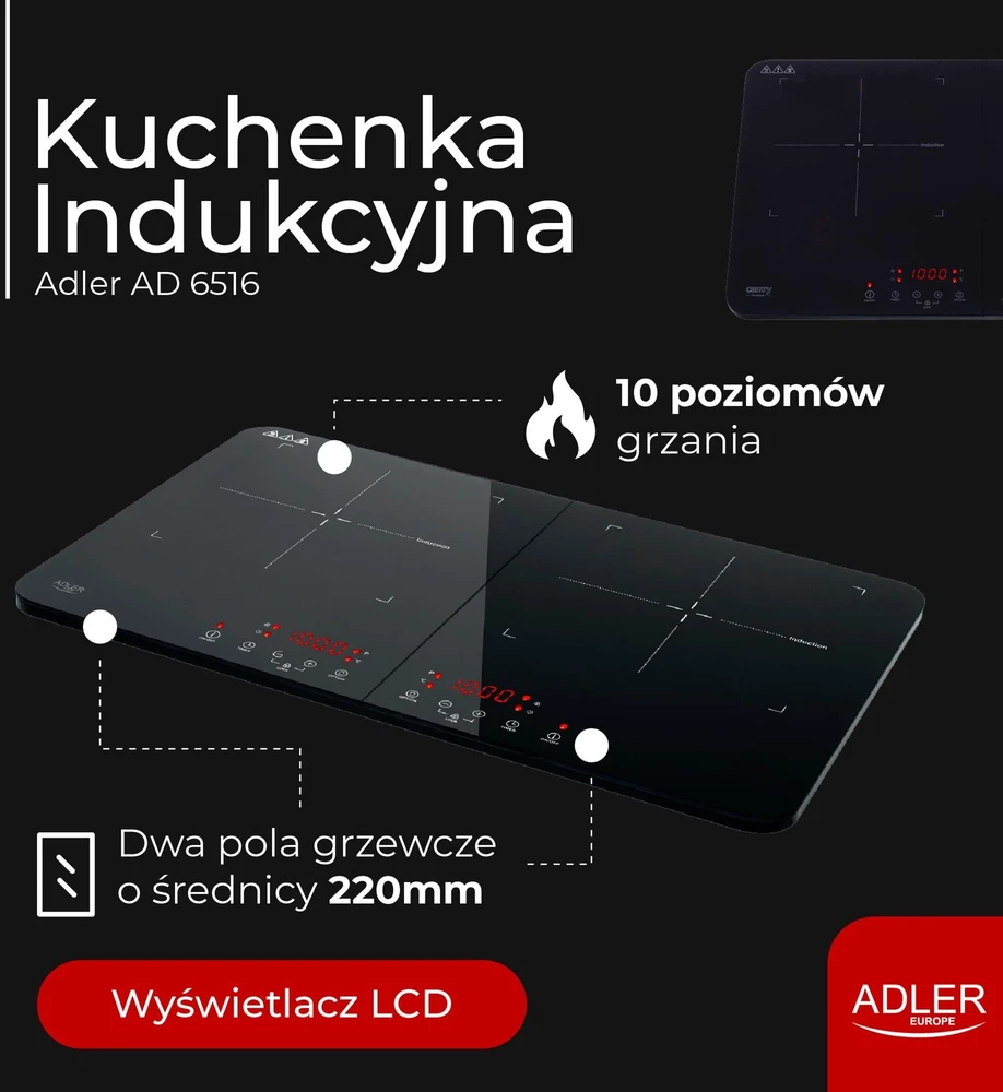 Indukcinė viryklė 2d. ADLER AD-6516